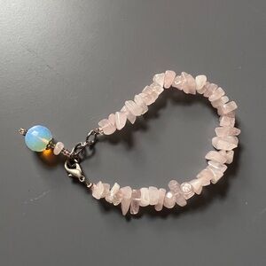Rose Quartz Bracelet with Opal Accent
